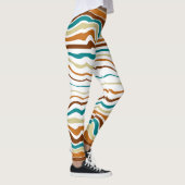 Chique wit en bruin blauw strepen Leggings (Rechts)