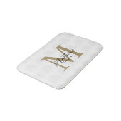 Chique wit en goud Anahaw Leaf Script Monogram Badmat (Gekanteld)