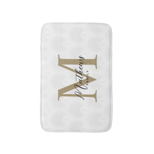Chique wit en goud Anahaw Leaf Script Monogram Badmat (Voorkant Verticaal)