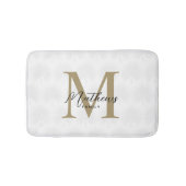 Chique wit en goud Anahaw Leaf Script Monogram Badmat (Voorkant)