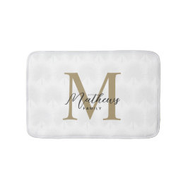 Chique wit en goud Anahaw Leaf Script Monogram Badmat