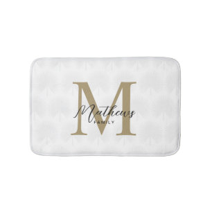 Chique wit en goud Anahaw Leaf Script Monogram Badmat