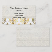 Chique wit en goud damast visitekaartje (Voorkant / Achterkant)