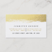 Chique wit en goud faux folie moderne penseelstree visitekaartje (Achterkant)