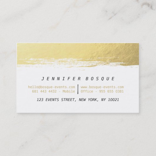 Chique wit en goud faux folie moderne penseelstree visitekaartje (Achterkant)