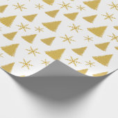 Chique wit en goud Glitter Kerstboom Patroon Cadeaupapier (Hoek)