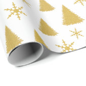 Chique wit en goud Glitter Kerstboom Patroon Cadeaupapier (Rol Hoek)