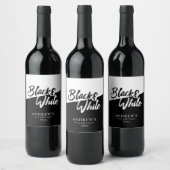 Chique Wit en Zwart Thema Party Wijn Etiket (Flessen)