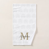 Chique wit goud anahaw blad script monogram bad handdoek (Handdoek)