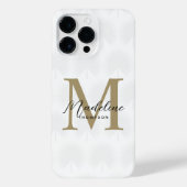 Chique wit goud anahaw blad script monogram iPhone hoesje (Achterkant)