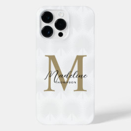 Chique wit goud anahaw blad script monogram iPhone 14 pro max hoesje