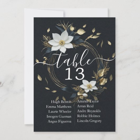 Chique wit goud bloemenkrans bruiloft tafel nummer (Voorkant)