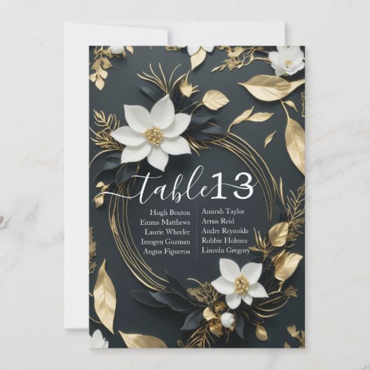 Chique wit goud bloemenkrans bruiloft tafel nummer (Voorkant)