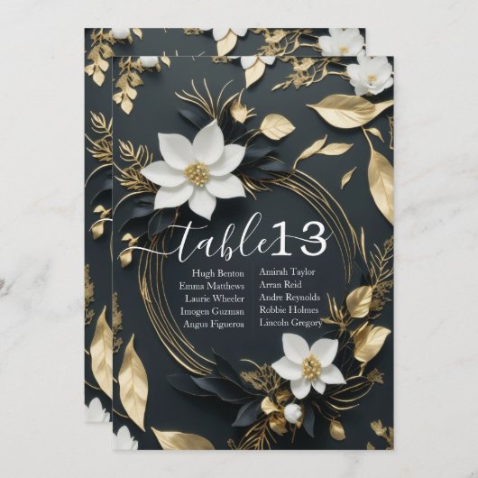 Chique wit goud bloemenkrans bruiloft tafel nummer (Voorkant / Achterkant)