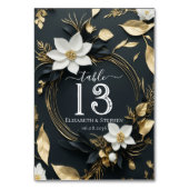 Chique wit goud bloemenkrans bruiloft tafel nummer kaart (Voorkant)