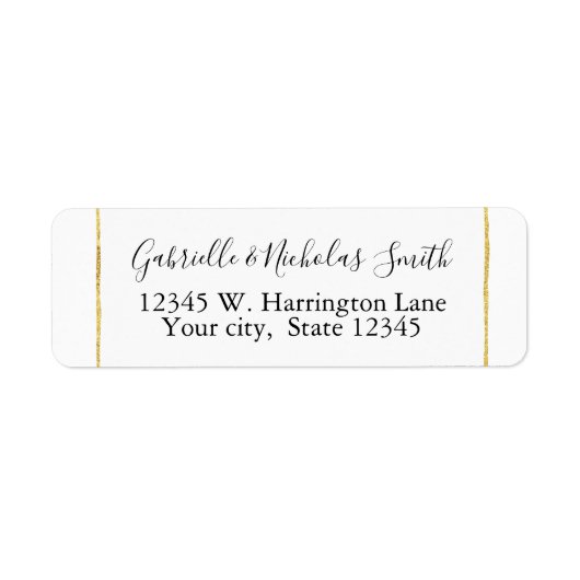 Chique wit goud glitzy strepen etiket (Voorkant)