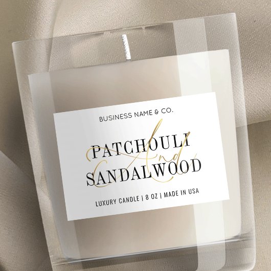 Chique Wit & Goud Moderne Kaarsenpot Productlabel Voedselcontainer Etiket