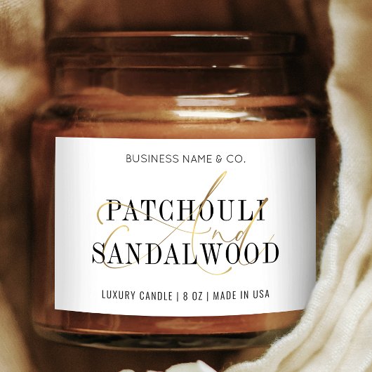 Chique Wit & Goud Moderne Kaarsenpot Productlabel Voedselcontainer Etiket