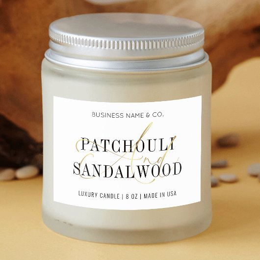 Chique Wit & Goud Moderne Kaarsenpot Productlabel Voedselcontainer Etiket