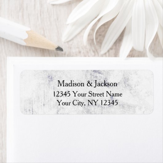 Chique wit & grijs marmer bruiloft retouradres etiket (Insitu)