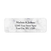 Chique wit & grijs marmer bruiloft retouradres etiket (Voorkant)
