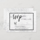 Chique Wit & Grijs Marmer Bruiloft RSVP Reactie (Voorkant / Achterkant)