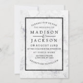 Chique wit & grijs marmer bruiloft uitnodigingen (Voorkant)