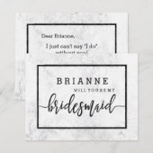 Chique wit & grijs marmer zal je mijn bruidsmeisje kaart (Voorkant / Achterkant)
