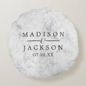 Chique wit & grijs marmeren trouwring drager rond kussen (Achterkant)