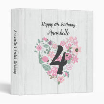Chique wit hout & Bloemen Happy Birthday Scrapbook