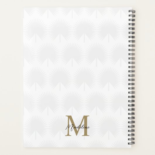 Chique wit ivoor goud anahaw blad script monogram planner (Achterkant)
