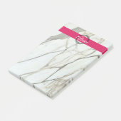 Chique wit marmer en roze meisjesnaam post-it® notes (Schuin)