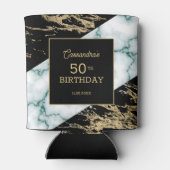 Chique wit marmer gouden folie verf textuur verjaa blikjeskoeler (Achterkant)