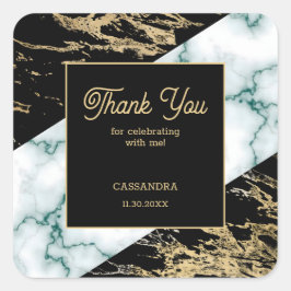 Chique wit marmer gouden folie verf textuur verjaa vierkante sticker