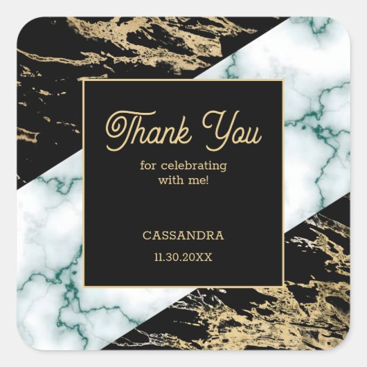 Chique wit marmer gouden folie verf textuur verjaa vierkante sticker (Voorkant)
