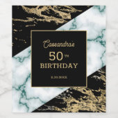 Chique wit marmer gouden folie verf textuur verjaa wijn etiket (Enkel label)