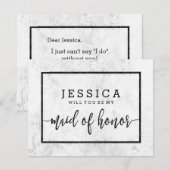 Chique wit marmer zal je mijn bruidsmeisje zijn kaart (Voorkant / Achterkant)