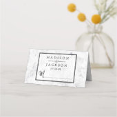 Chique wit marmeren tafel nummer zitnaam plaatskaartje (Voorkant)