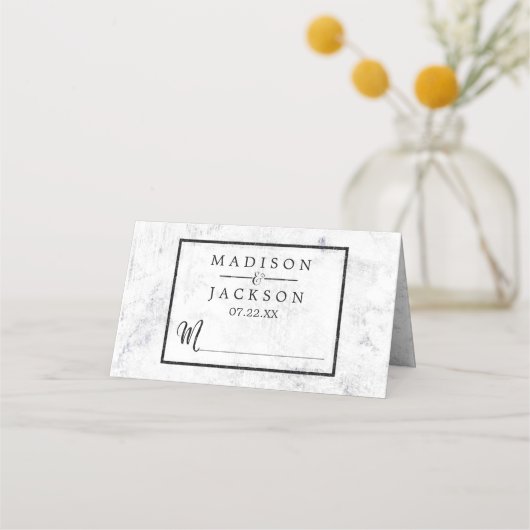 Chique wit marmeren tafel nummer zitnaam plaatskaartje (Voorkant)