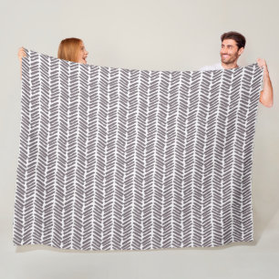 Chique wit Mauve Taupe grijs Abstract Chevron Art Fleece Deken