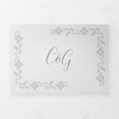 Chique wit met Blauwgroen bloemen Alles in één bru Drieluik Uitnodiging (Cover)