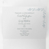 Chique wit met Blauwgroen bloemen Alles in één bru Drieluik Uitnodiging (Binnenzijde eerst)