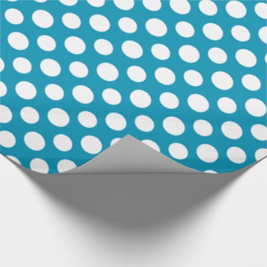Chique wit op blauw Jumbo Polka stippen inpakpapie Cadeaupapier (Hoek)