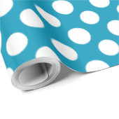 Chique wit op blauw Jumbo Polka stippen inpakpapie Cadeaupapier (Rol Hoek)