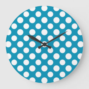 Chique wit op blauwe Jumbo Polka stippen wandklok