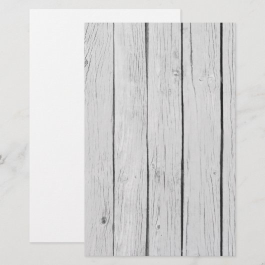 Chique wit rustiek hout briefpapier (Voorkant / Achterkant)