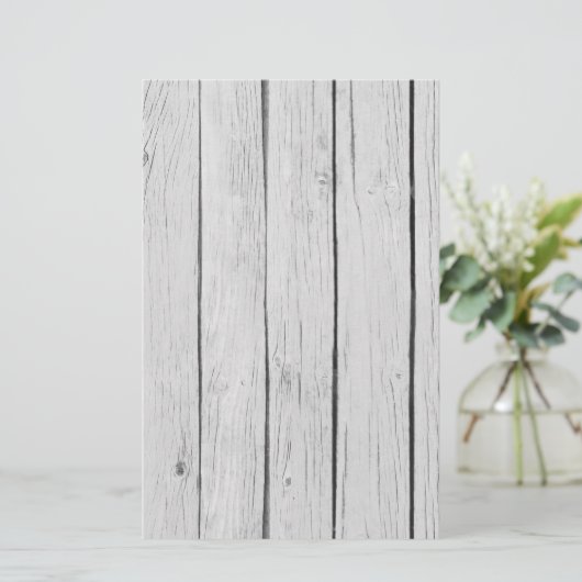 Chique wit rustiek hout briefpapier (Staand voorkant)