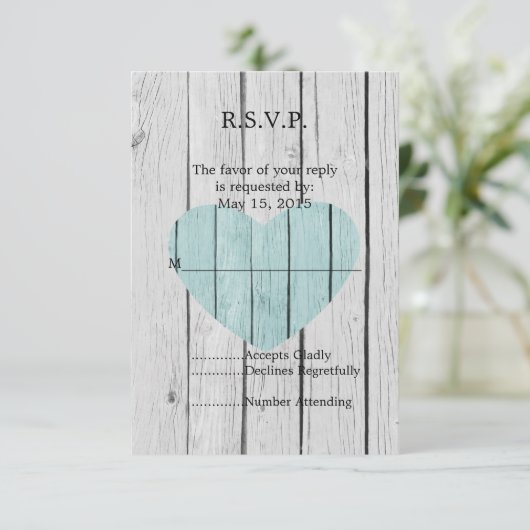 Chique wit rustiek hout RSVP (Staand voorkant)