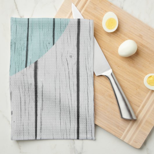 Chique wit rustiek hout theedoek (Quarter Fold)