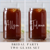 Chique wit script bachelorette party bruiloft blikvorm glas